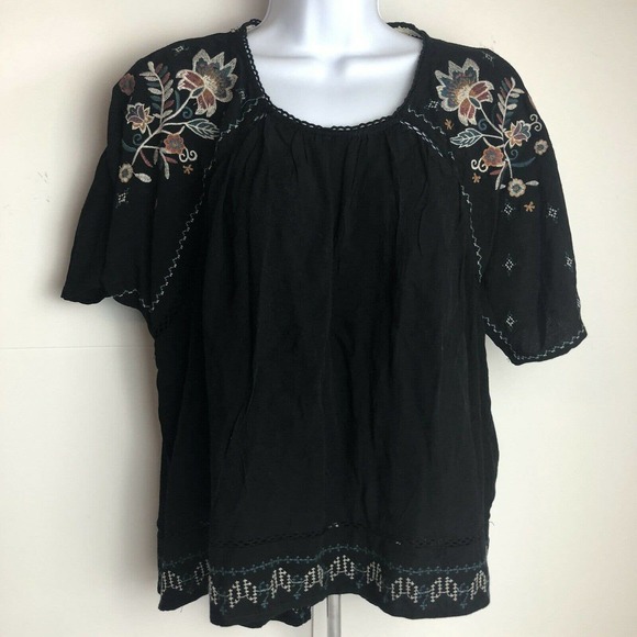 Knox Rose Rayon Embroidered Top Peasant - Picture 2 of 9